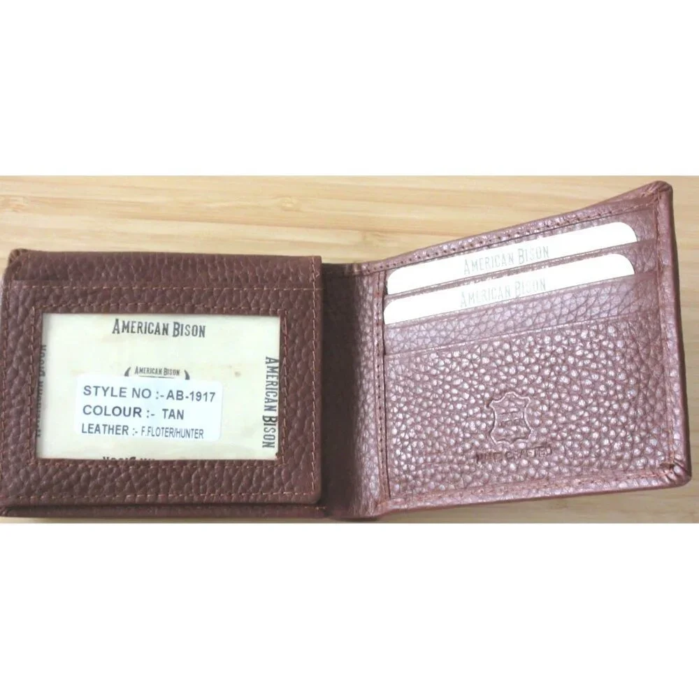 American Bison Men's Eagle Medallion Bifold Rodeo Brown Leather Wallet NEW